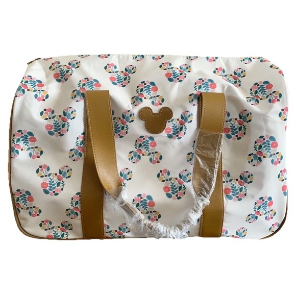 Bioworld Disney Mickey Mouse Rolling Duffle Bag 20" Carry On Travel Floral NWT - Picture 2 of 16
